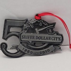 Silver Dollar City 50th Anniversary Made in USA Christmas Pewter Ornament 2010